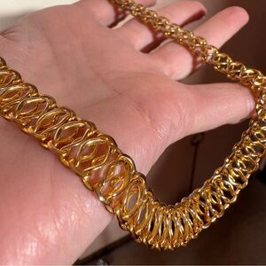 Vintage 1980 90 Classic retro Gold unique chain collar choker necklace